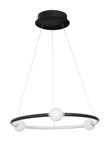 FRIA LE41392 Nowoczesna lampa wisząca o okrągłym kształcie z trzema mlecznymi kulami