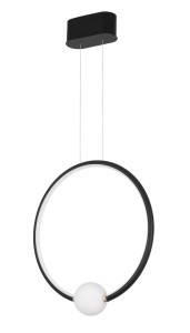 FRIA LE41394 Nowoczesna lampa wisząca o okrągłym kształcie z mleczną kulą