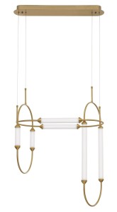 GOYA LE41397 Nowoczesna lampa wisząca o łukowatym kształcie z mlecznymi cylindrycznymi kloszami