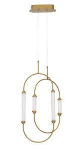 GOYA LE41398 Nowoczesna lampa wisząca o eleganckim łukowatym kształcie z mlecznymi cylindrycznymi kloszami