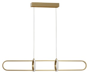HOYO LE41401 Nowoczesna złota lampa wisząca o wydłużonym owalnym kształcie z dwoma pierścieniami LED