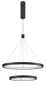 IRUN LE41412 Nowoczesna lampa wisząca dwukółkowa czarna zintegrowane LED 60W
