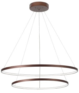 BANDA LE41587 Nowoczesna lampa wisząca o podwójnym pierścieniowym kształcie brązowa aluminiowa