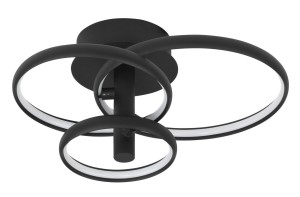 BELEN LE41593 Nowoczesna lampa sufitowa o eleganckim kształcie trzech czarnych pierścieni