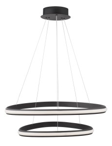 FUNZA LE41632 Nowoczesna lampa wisząca podwójny pierścień aluminiowa czarna