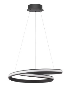 JUNIN LE41660 Nowoczesna lampa wisząca o podwójnym, spiralnym kształcie Czarna aluminiowa lampa z akrylowym elementem