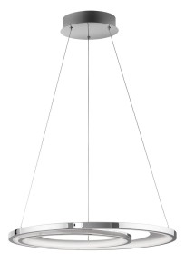 LINEA LE41666 Nowoczesna lampa wisząca o podwójnym pierścieniowym kształcie chromowana z ledowym źródłem światła