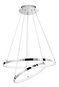 LOBOS LE41670 Nowoczesna lampa wisząca o chromowanym wykończeniu i kształcie dwóch krążących pierścieni aluminiowa konstrukcja