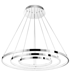LOBOS LE41671 Nowoczesna lampa wisząca Trzy pierścienie chrom aluminiowa 800 mm