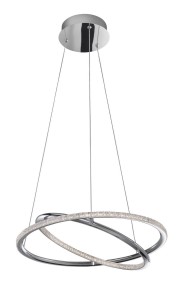 MIAMI LE41684 Nowoczesna lampa wisząca z podwójnym pierścieniem aluminiowym w chromie