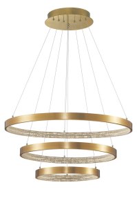 MORON LE41699 Lampa wisząca nowoczesna Trzy pierścienie antyczny mosiądz