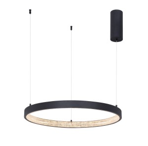 MORON LE41723 Nowoczesna lampa wisząca o okrągłym kształcie Czarna aluminiowo-akrylowa lampa z efektownym oświetleniem LED