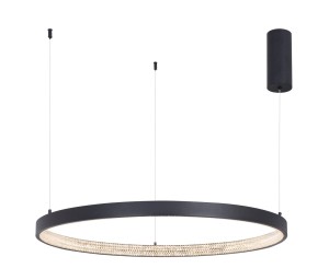 MORON LE41724 Nowoczesna lampa wisząca o okrągłym kształcie z aluminiowo-akrylowym wykończeniem w kolorze czarnym Jasne LEDowe oświetlenie