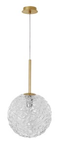 PASTO LE41738 Nowoczesna lampa wisząca o falistym kloszu złota lampa z efektem rzeźbionego szkła