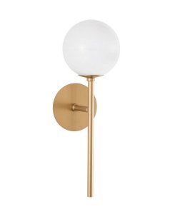 PEREZ LE41751 Nowoczesna lampa ścienna złota z kloszem kulistym z mlecznego szkła