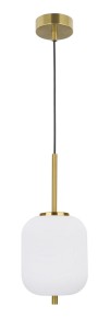 PILAR LE41758 Nowoczesna lampa wisząca cylindryczna z kloszem z opalowego szkła i metalową oprawą Elegancka lampa