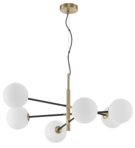 PLATO LE41767 Nowoczesna lampa wisząca z sześcioma kloszami kulistymi