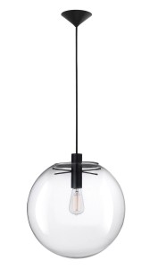 VALLE LE41818 Nowoczesna lampa wisząca z kulistym kloszem ze szkła transparentnego