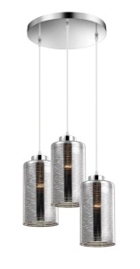 YERBA LE41829 Trzy-punktowa lampa wisząca nowoczesna cylindryczna szklana czarna