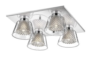 YOPAL LE41831 Nowoczesna lampa sufitowa Kwadratowa oprawa z czterema szklanymi kloszami Elegancki design