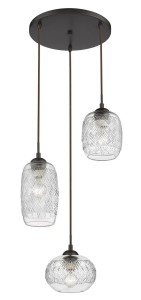 ARAURE LE41867 Trzyramienna lampa wisząca nowoczesna z przezroczystymi szklanymi kloszami o geometrycznym wzorze