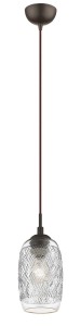 ARAUCA LE41870 Nowoczesna lampa wisząca z cylindrycznym kloszem z wytłoczonym wzorem Elegancka lampa szklana
