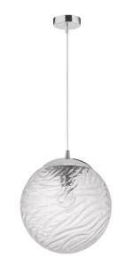 ARENAS LE41874 Nowoczesna lampa wisząca o kulistym kloszu z falowanym szkłem chromowana