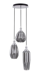BAILEN LE41891 Trójramienna lampa wisząca Nowoczesny design Szklane klosze w odcieniach szarości Elegancka lampa do salonu