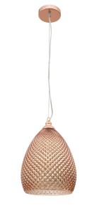 BOYACA LE41904 Nowoczesna lampa wisząca metalowo-szklana o kształcie wydłużonego jajka w kolorze czerwonego złota