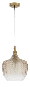 BURGOS LE41916 Nowoczesna lampa wisząca z metalowym i szklanym kloszem o geometrycznym wzorze w kształcie beczki Elegancka lampa o szampańskim kolorze