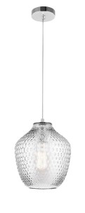CALAMA LE41923 Nowoczesna lampa wisząca szklana o kulistym kształcie z chromowanym detalem