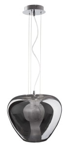 CARDON LE41944 Lampa wisząca nowoczesna Szklany klosz w kształcie jabłka Dymiony chrom