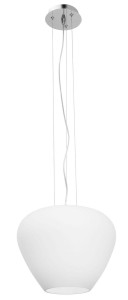 CARDON LE41945 Nowoczesna lampa wisząca o opływowym kształcie Białe szkło i chrom Elegancka