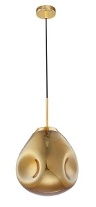 CARMEN LE41951 Nowoczesna lampa wisząca złota z kloszem w kształcie kropli o nieregularnej powierzchni