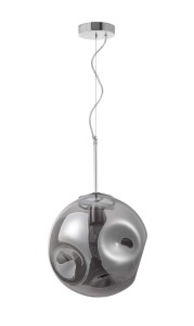 CARORA LE41955 Nowoczesna lampa wisząca o kulistym kształcie chromowana z dymionym szkłem
