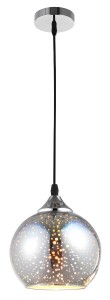 CERETE LE41962 Nowoczesna lampa wisząca kula chrom z efektem rozgwieżdżonego nieba