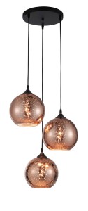 CEPEDA LE41963 Trzy-punktowa lampa wisząca nowoczesna miedziana o kulistych kloszach z efektem mercury