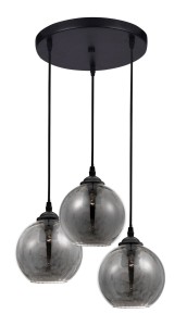 COLINA LE41972 Trójramienna lampa wisząca nowoczesna z kloszami w kształcie kuli z dymionego szkła