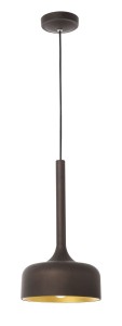 CUARTO LE41978 Nowoczesna lampa wisząca o cylindrycznym kloszu z aluminiowym wykończeniem w kolorze ciemnobrązowym ze złotym wnętrzem