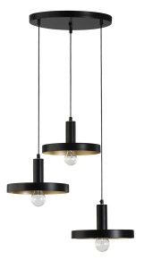 CUENCA LE41984 Trój-kloszowa lampa wisząca nowoczesna o dyskowatym kształcie czarna ze złotymi akcentami