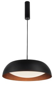 GIRONA LE42009 Nowoczesna lampa wisząca o kopulastym kloszu czarna z miedzianym wnętrzem  moc 40W