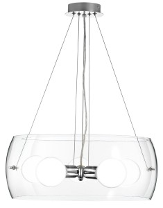 LORICA LE42090 Nowoczesna lampa wisząca chromowana z szklanym kloszem w kształcie misy pięć źródeł światła elegancki design