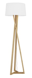 MAICAO LE42094 Lampa podłogowa drewniana o trójnogim stelażu i cylindrycznym kloszu Elegancka lampa