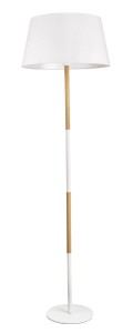 MOLINA LE42104 Lampa podłogowa Drewniana podstawa Biały klosz Szeroki stojący abażur