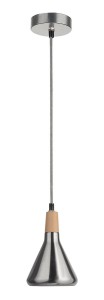 OSORNO LE42118 Nowoczesna lampa wisząca stożkowa nikiel drewno elegancka