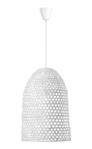 PALMAR LE42122 Nowoczesna lampa wisząca Biała Pleciona Lampa z Bambusa Klosz w Kształcie Dzwonu