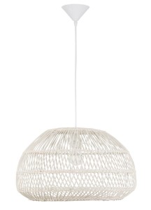 OVIEDO LE42130 Nowoczesna lampa wisząca Biała Rattanowa o owalnym kształcie