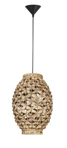 PARANA LE42132 Nowoczesna lampa wisząca z plecionym abażurem o kulistym kształcie z naturalnego rattanu