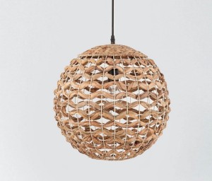 PARANA LE42134 Nowoczesna lampa wisząca Klosz kulisty z naturalnego rattanu Elegancka lampa o plecionym wzorze