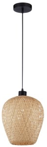 PARRAL LE42137 Lampa wisząca nowoczesna z bambusa o kulistym kształcie i czarnym detalu